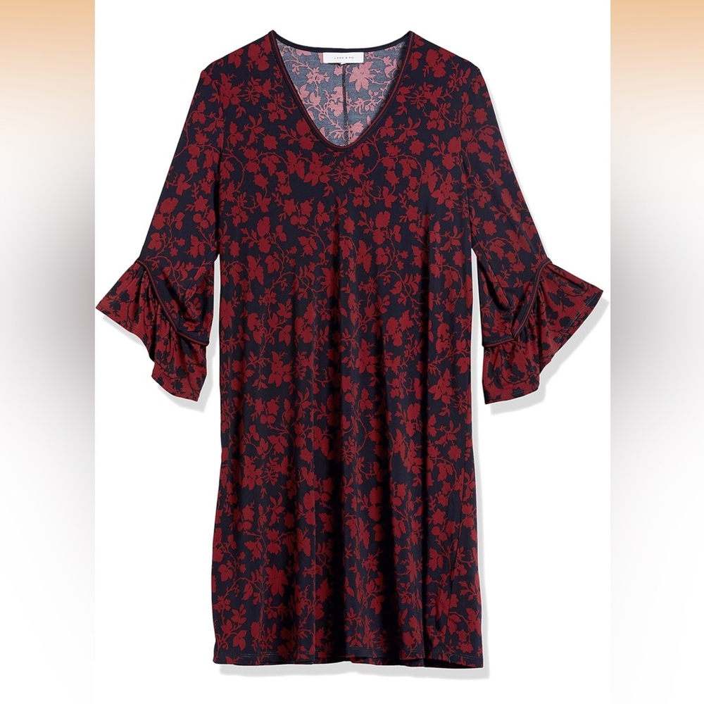 Lark & Ro Red and Black Floral Tunic
